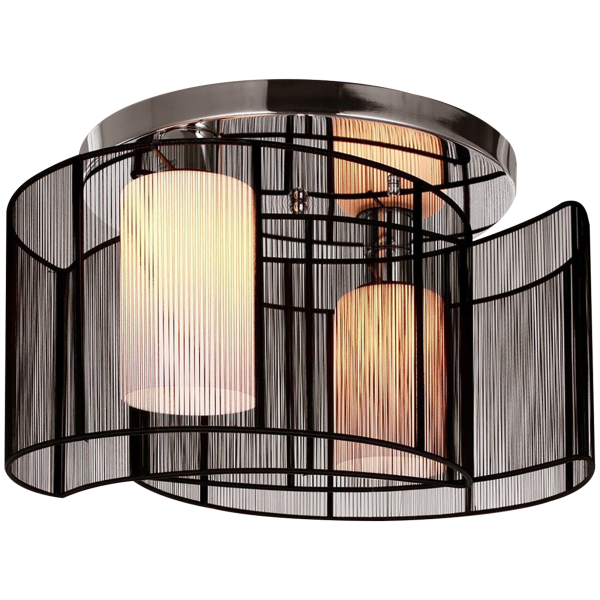 Chandelier, ?40x25H cm, Chrome/Fabric-Black