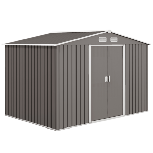 9 x 6FT Foundation Ventilation Steel Outdoor Garden Shed Grey