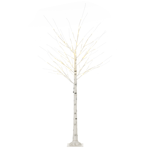 6ft Artificial White Birch Tree Light 96 Warm White Pre-Lit LED Light HOMCOM