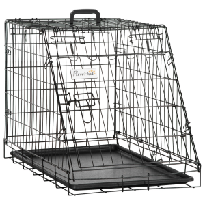 Metal Collapsible Car Dog Cage Transport Carrier Removable Tray 77 x 47 x 55cm