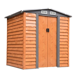 6x5ft Metal Garden Shed House Gardening Tool Storage Brown 193Lx152Wx203Hcm