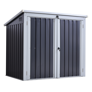Steel Garden Storage Shed Double Door & Lid Dustbin Rubbish Cover 2 Trash Can