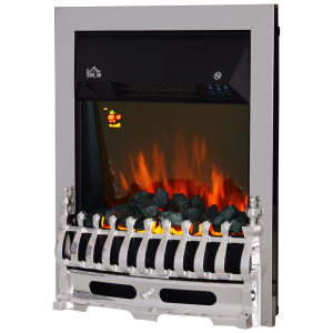 LED Flame Electric Fire Place-Silver | aosom.co.uk