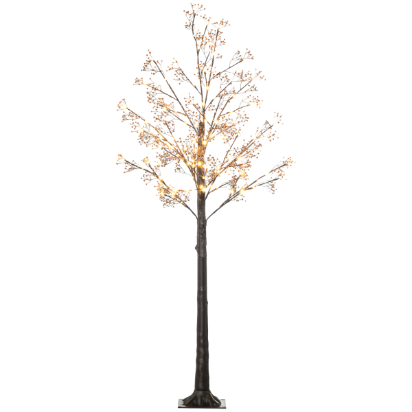 HOMCOM 6ft Artificial Tree with Warm White LED Lights, Baby Breath Flowers