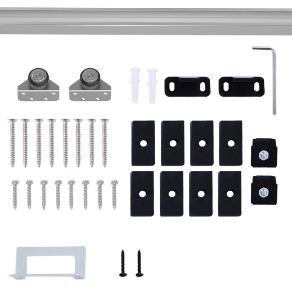 Sliding Barn Door Hardware Kit Track System Gear Set Divider HOMCOM