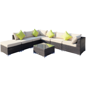 8 Pcs Rattan Sofa Set W/Cushions