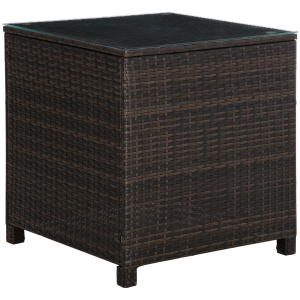 Tempered Glass Top Outdoor Garden Rattan Side Table