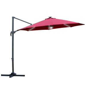 255cm Patio Parasol Market Table with Push Button 18 Sturdy Ribs