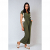 Belted V Neck Jumpsuit with Side Pockets - Image 3