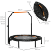 40" Foldable Mini Fitness Trampoline Rebounder Adjustable Foam Handle HOMCOM - Image 3