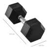 12.5KG Single Rubber Hex Dumbbell Portable Hand Weights for Home Gym HOMCOM - Image 3