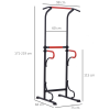 Steel Multi-Use Exercise Power Tower Station Adjustable Height w/ Grips HOMCOM - Image 3