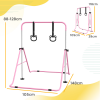 HOMCOM Adjustable Height Foldable Kids Gymnastics Bar with Non-Slip Mats, Pink - Image 3