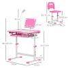 Kids Study Desk and Chair Set w/ Adjustable Height, Storage Drawer - Pink - Image 3
