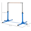 Adjustable Kids Gymnastics Bar Horizontal Training w/ Steel Frame Wood Bar Blue - Image 3