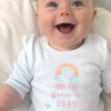 Personalised Born in 2025 Rainbow Baby Vest, babygrow, Romper Sleepsuit, Bib - Image 3