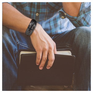 Men's Black Leather Cross Bracelet