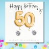 Small 50th Birthday Gold Balloons Gift Hamper - Cubic Zirconia Earrings, Chocolates & Candle - Image 2