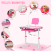 Kids Study Desk and Chair Set w/ Adjustable Height, Storage Drawer - Pink - Image 5
