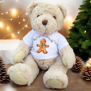 Personalised Luxury Teddy Bear My 1st Christmas Gingerbread Man T-shirt