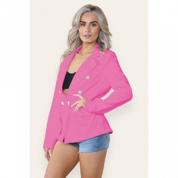 Fitted Linned Double Button Blazer Jacket - Stylish Comfort for All Occasions