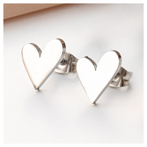 Tilted Heart Stud Earrings