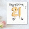 Small 21st Birthday Gold Balloons Gift Hamper - Cubic Zirconia Earrings, Chocolates & Candle - Image 2