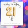 Small 21st Birthday Gold Balloons Gift Hamper - Cubic Zirconia Charm Necklace, Chocolates & Candle - Image 2