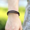 Men's Black Double Leather Bracelet -Men's Gift - Image 3