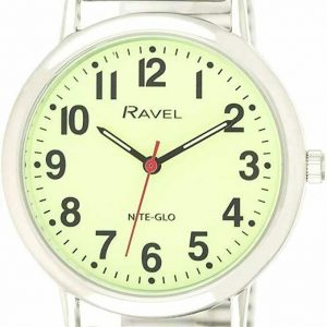 Ravel Mens Glow in The Dark Luminous Dial Watch - Stainless Steel Expander Bracelet R.GLEX.01
