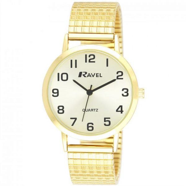 Ravel Mens Basic Slimline Soft Comfort Fit Expander Bracelet Wrist Watch R0201.11.1s