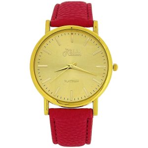 Relda Women Analogue Jumbo Gold tone Dial & Leather Pink Strap With Buckle REL61