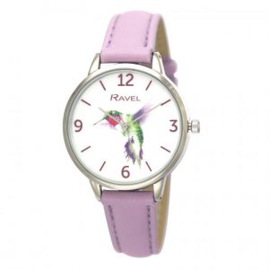 Ravel Ladies Hummingbird Leather Strap Watch - Lilac - RF010.7