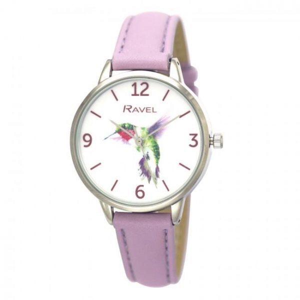 Ravel Ladies Hummingbird Leather Strap Watch - Lilac - RF010.7