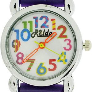 Relda Children's Big Number Analog Spiders & Web On Purple Silicone Strap Girl's Watch REL103