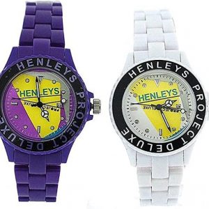 Henleys Project Deluxe Women's Set of 2 Funky Plastic Watch Purple-White SUMMERTWIN CLEARANCE NEEDS RE-BATTERY