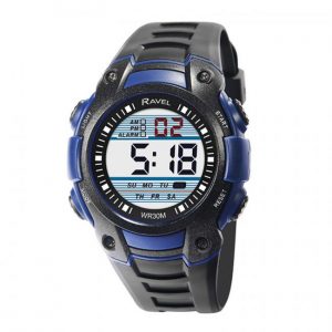 Ravel Mens 3ATM Digital Sports Black/Blue Watch RDG.14.10