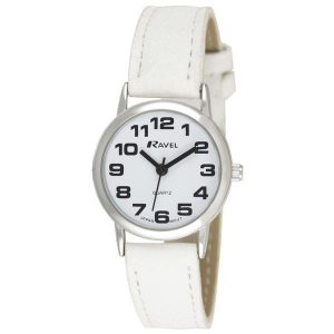 Ravel Women's Classic White Leather Strap Watch R0105.13.4LA