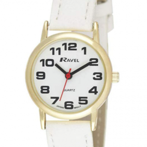 Ravel Mens Basic White Dial White Leather Strap Watch R0105.34.1A