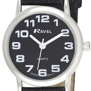 Ravel Ladies Basic Black Dial Black Leather Strap Watch R0105.07.2A