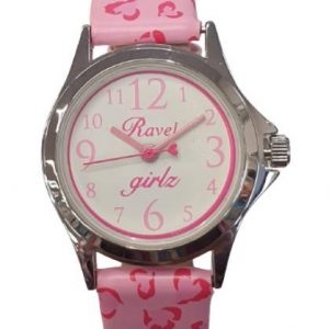 Ravel Analogue Girls White Dial Red Heart Print Design Strap Watch R1514.12