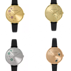 Amelia Austin Ladies Fashion Dial Black Leather Strap Watch Available Multiple Design