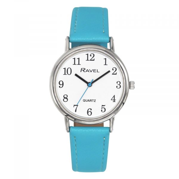 Ravel Ladies Classic White Dial Light Blue Leather Strap Watch R0140.16.2