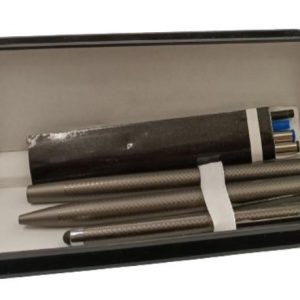 DSL Instyle 7pc Black/Blue Ink Pen & Refills Anodized Aluminium Black Case Pen Set Box 2799B