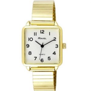 Ravel Women's Classic Rectangular Dial Gold Expander Bracelet Watch R0239.01.2