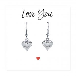 Heart Earrings & Love You Message Card