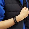 Men's Black Leather Knot Bracelet - Image 2