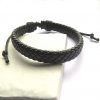 Men's Black Leather Weave Bracelet - Image 2