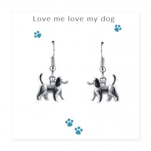 Love Me Love My Dog Earrings on Message Card