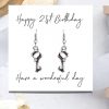 Happy 21st Birthday Earrings & Message Card - Image 2